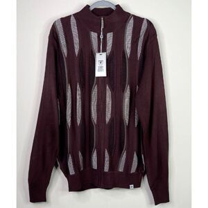 New Stacy Adams Zip Up Mock Neck Cardigan Sweater Men's Size Medium